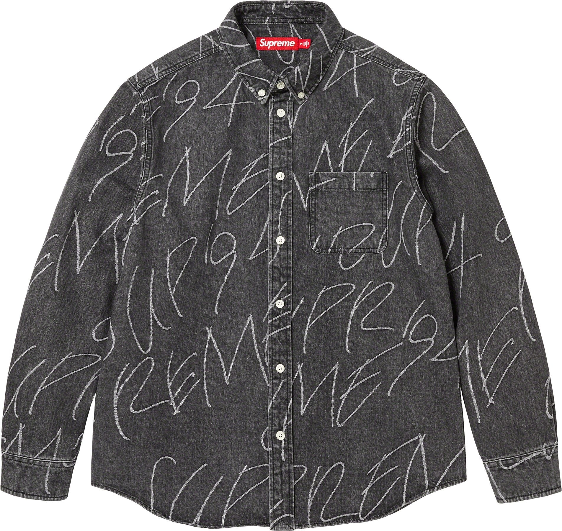 Handwriting Jacquard Denim Shirt view 13